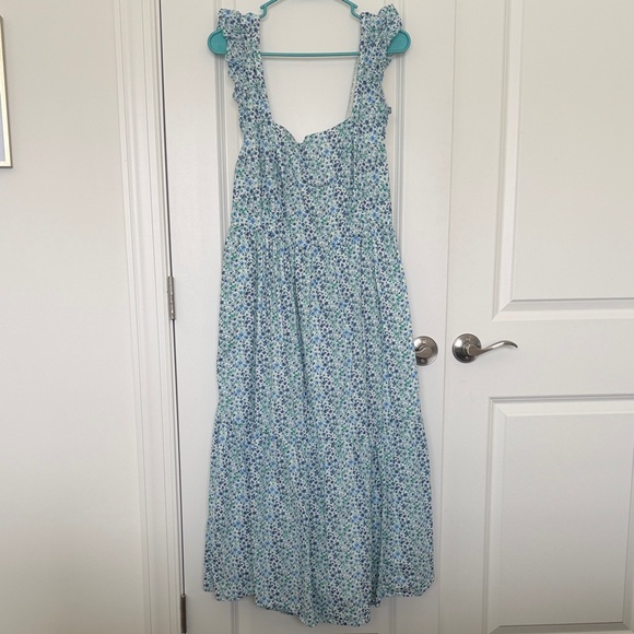 J. Crew Factory Dresses & Skirts - J. Crew Factory  White Floral Maxi Skirt with Blue and Green Print